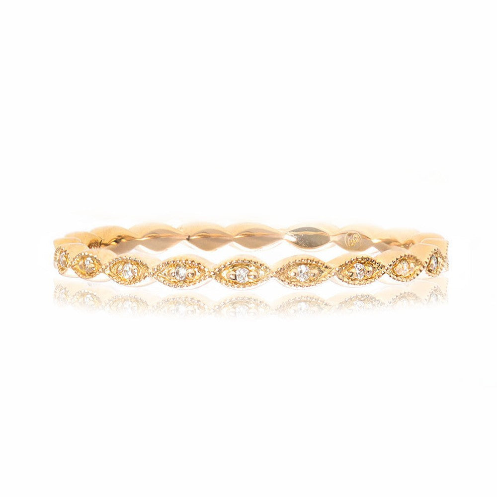 Milgrain Leaf Yellow Diamond Band